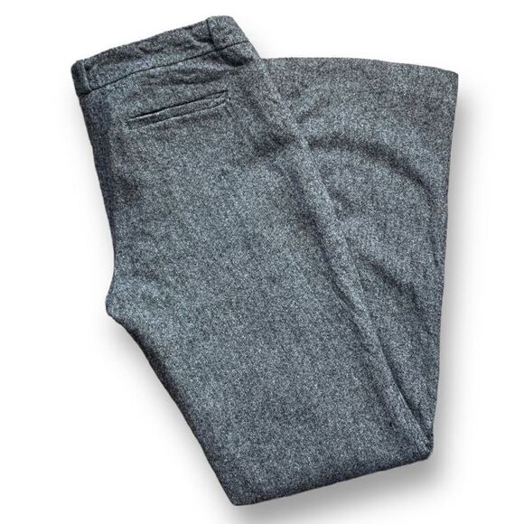 Loft Women's Gray Wool Lined Flat Front Wide Leg Boot Cut Leg Pants Size 4 - Picture 1 of 10
